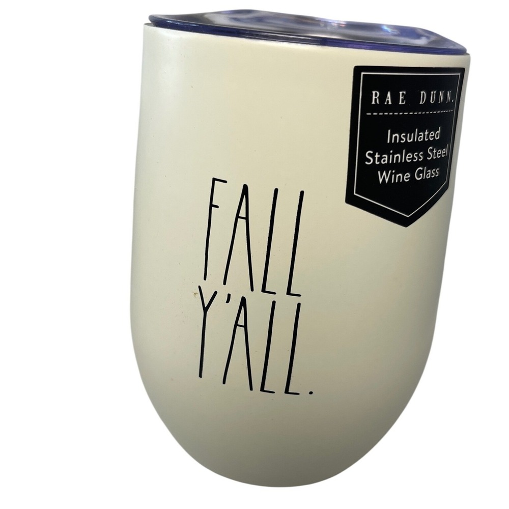 Rae Dunn Fall Yall Insulated Stainless Steel Wine Tumbler With Lid NWT